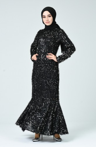 Black Hijab Evening Dress 81754-02