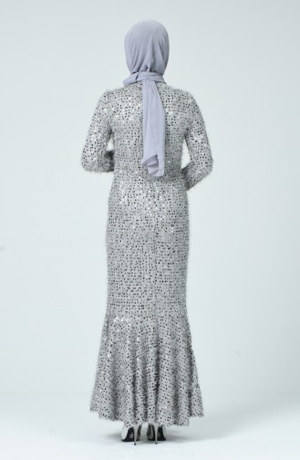 Sequin Evening Dress Gray 81754-04