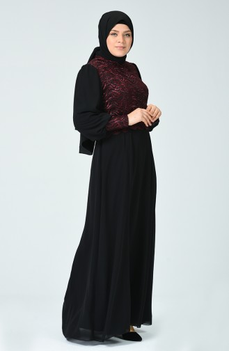 Grosse Grösse Silbernes Abendkleid 1313-01 Weinrot 1313-01