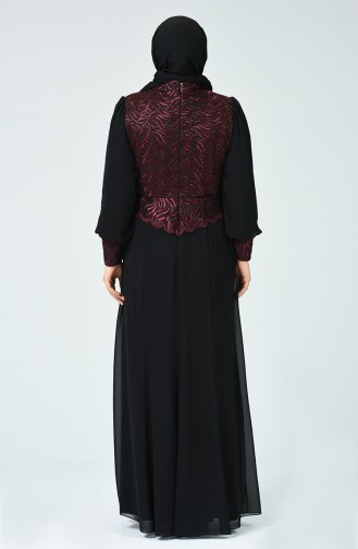Grosse Grösse Silbernes Abendkleid 1313-01 Weinrot 1313-01