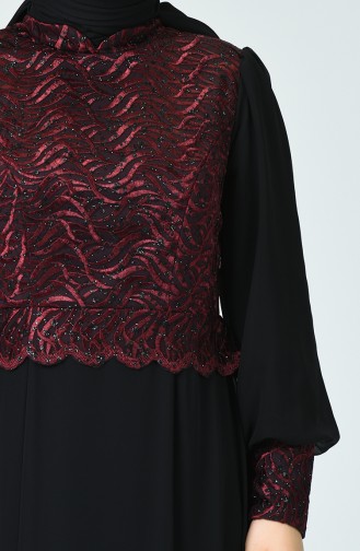 Grosse Grösse Silbernes Abendkleid 1313-01 Weinrot 1313-01