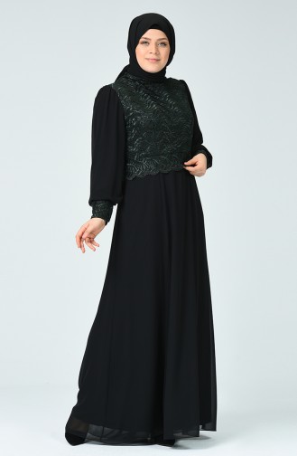 Robe de Soirée a Paillettes Grande Taille 1313-02 Vert emeraude 1313-02