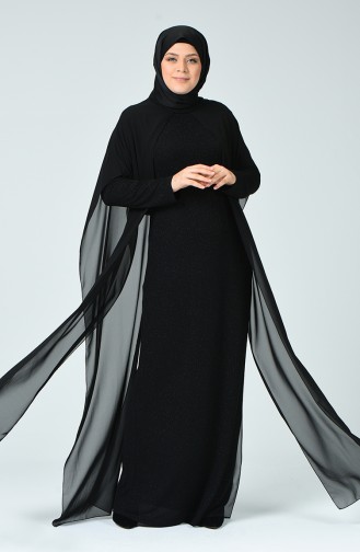 Black Hijab Evening Dress 6287-01
