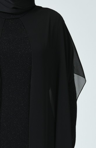 Black Hijab Evening Dress 6287-01