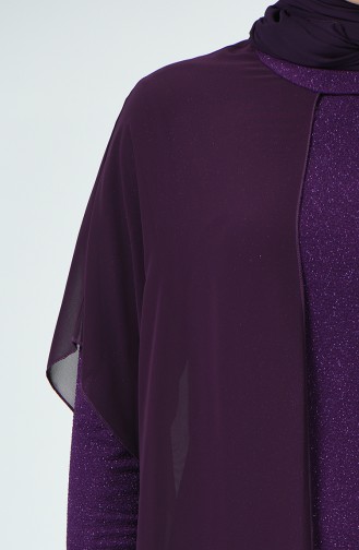 Purple Hijab Evening Dress 6287-03