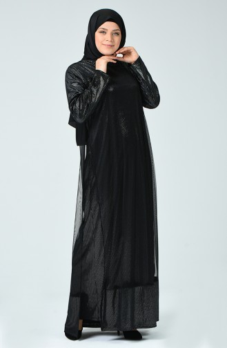Black Hijab Evening Dress 6291-01