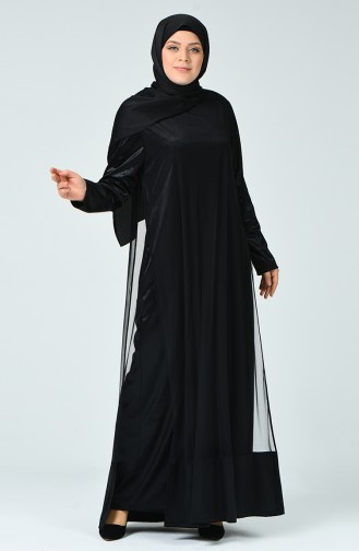 Robe de Soirée Jacquard Grande Taille 6291-02 Noir 6291-02