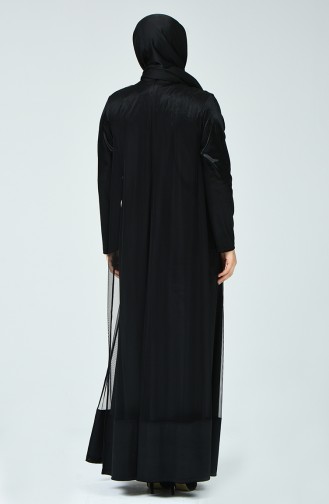Robe de Soirée Jacquard Grande Taille 6291-02 Noir 6291-02