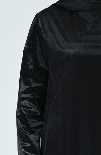 Robe de Soirée Jacquard Grande Taille 6291-02 Noir 6291-02
