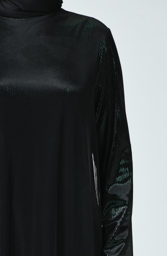 Robe de Soirée Jacquard Grande Taille 6291-03 Noir Vert 6291-03