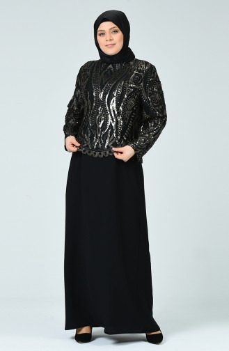 Black Hijab Evening Dress 6292-02