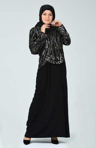 Black Hijab Evening Dress 6292-02