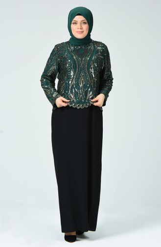 Green Hijab Evening Dress 6292-04