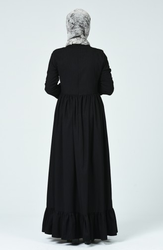 فستان مخمل مطوي أسود 81757-03