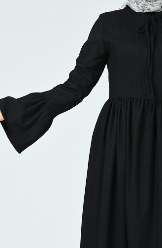 Büzgülü Kadife Elbise 81757-03 Siyah