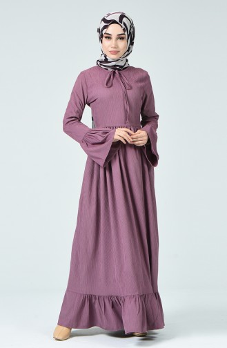 فستان مخمل مطوي لون الورد المجفف 81757-05