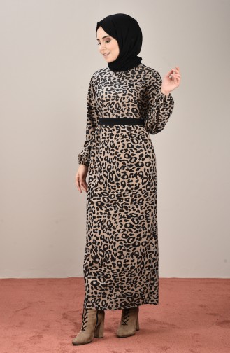 Leopard Print Velvet Dress Black Mink 8154-01