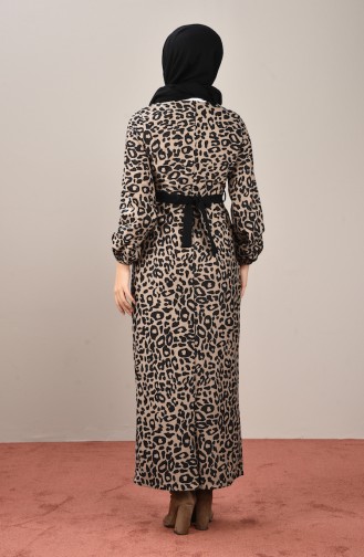 Leopard Print Velvet Dress Black Mink 8154-01