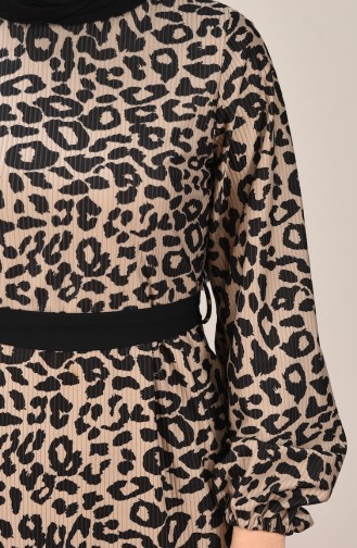 Leopard Print Velvet Dress Black Mink 8154-01