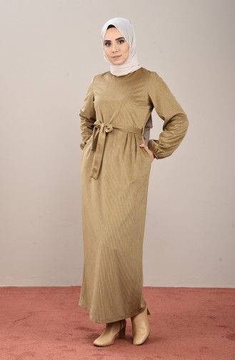 Velvet Belted Dress Mink 8155-05