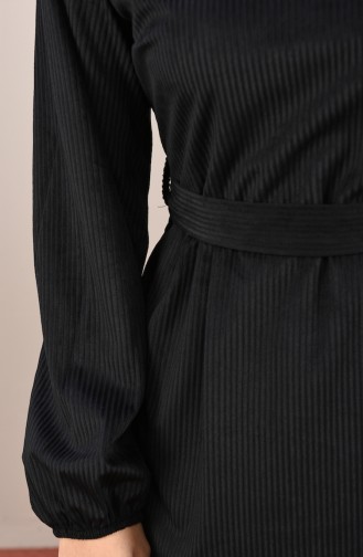 Velvet Belted Dress Black 8155-07