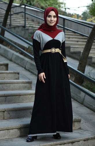Triko Elbise 4190-01 Siyah