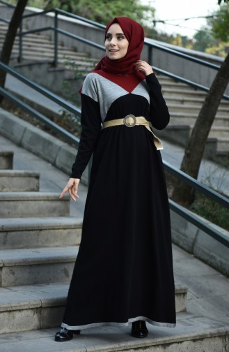 Triko Elbise 4190-01 Siyah