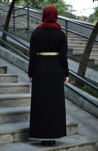 Triko Elbise 4190-01 Siyah