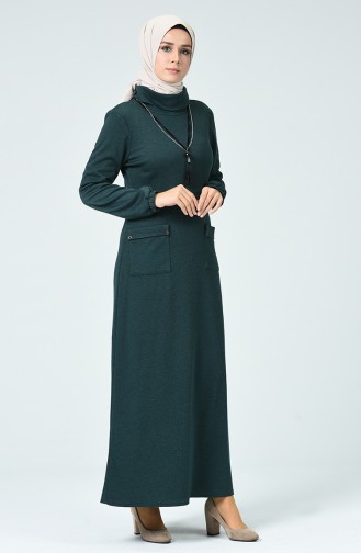 Smaragdgrün Hijab Kleider 9254-01