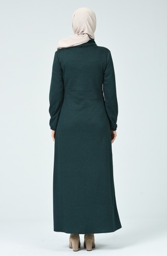 Kolye Detaylı Elbise 9254-01 Zümrüt Yeşili