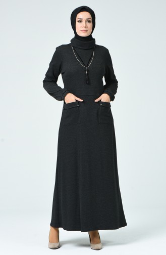 Schwarz Hijab Kleider 9254-02