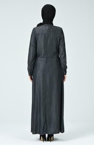 فستان جينز بأزرار رمادي 9271-02