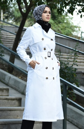 White Trench Coats Models 8097-01