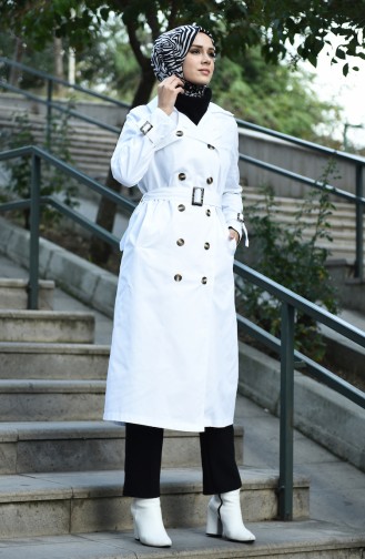 White Trench Coats Models 8097-01