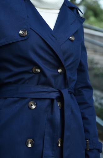 Belted Trenchcoat 8097-03 Navy Blue 8097-03