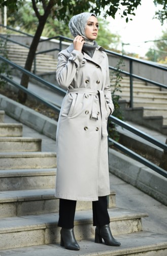 Light Gray Trench Coats Models 8097-05