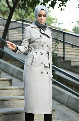 Light Gray Trench Coats Models 8097-05