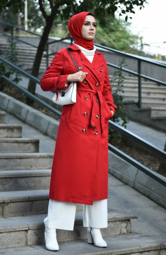 Red Trench Coats Models 8097-06