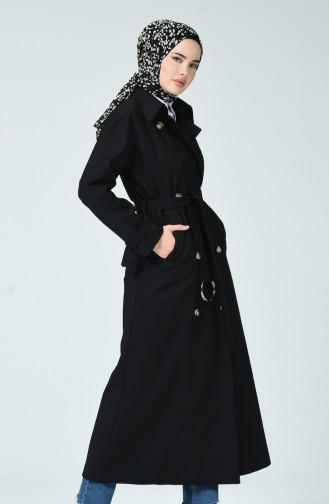 ترانشكوت طويل بأزرار أسود 90004A-03