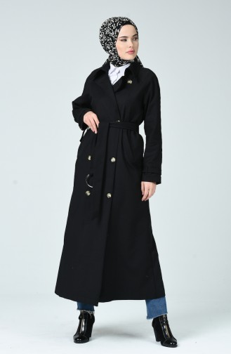 ترانشكوت طويل بأزرار أسود 90004A-03
