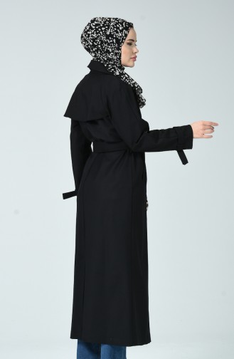 Buttoned Long Trench Coat Black 90004A-03