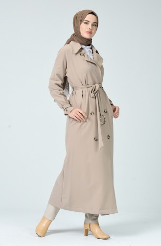 Trench Coat a Boutons 90004B-01 Beige 90004B-01