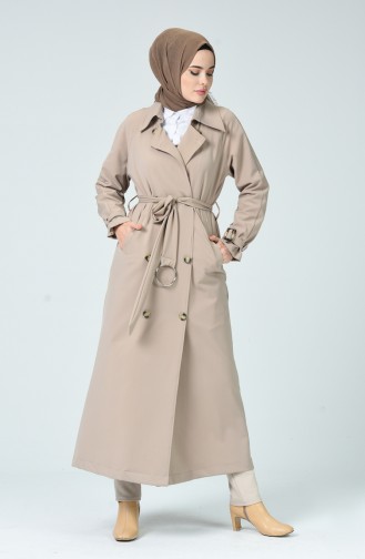Trench Coat a Boutons 90004B-01 Beige 90004B-01