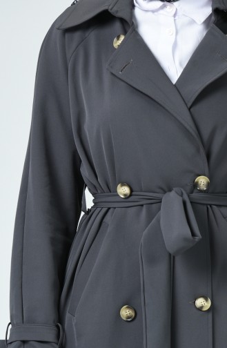 Buttoned Long Trench Coat Gray 90004B-02