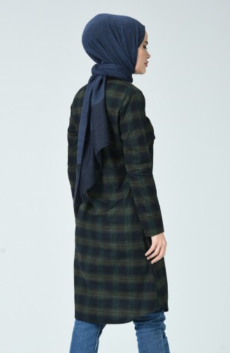 Plaid Winter Tunic Navy Blue Emerald Green 5420-03