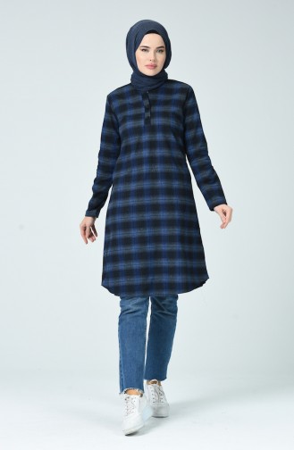 Plaid Winter Tunic Navy Blue & Blue 5420-04