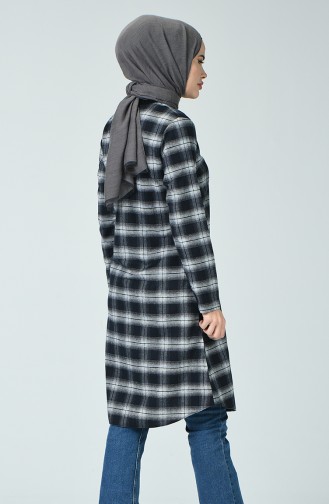 Plaid Winter Tunic Navy Blue Black 5420-05