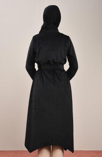 Kemerli Kadife Uzun Tunik 4002-06 Siyah 4002-06
