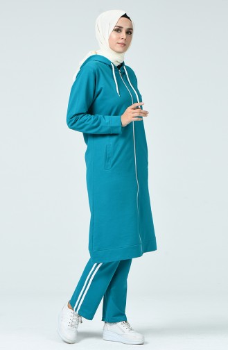 Zippered Tracksuit Suit Petroleum Green 30110C-08