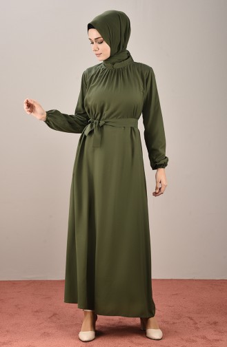 Khaki Hijab Dress 10143-01